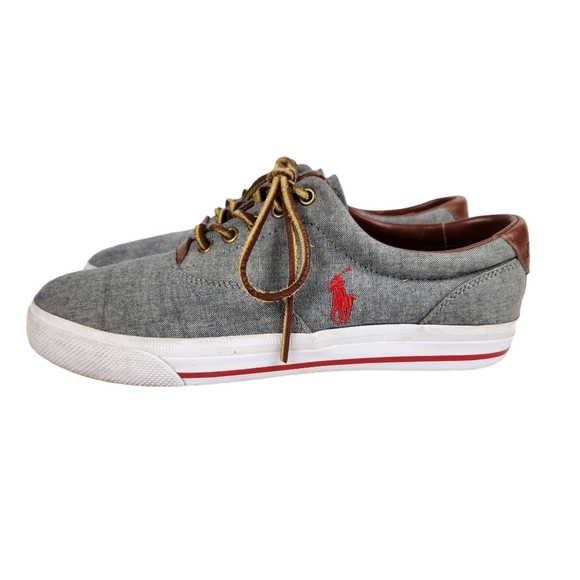 Polo by Ralph Lauren Vaughn Chambray Leather Dock Shoes Sneakers Men's Size 9.5 - Picture 2 of 12